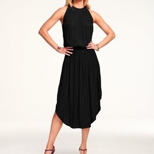 RAMY BROOK Audrey Smocked Midi Dress Small Black